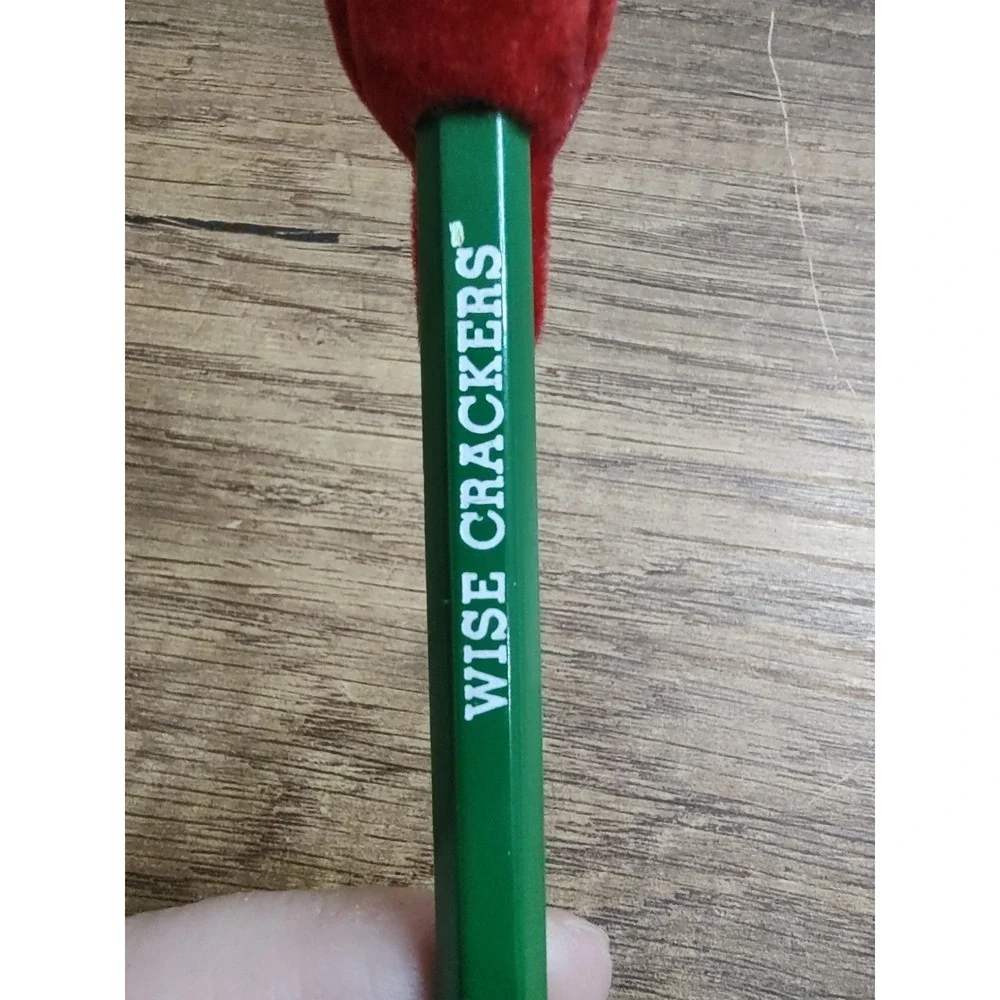 Vintage Flocked Parrot Pencil Topper Wise Crackers Pencil Ready-set-mail Green